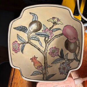 VTG Floral Ceramic Bowl with Pink and Cream Design  MCM.